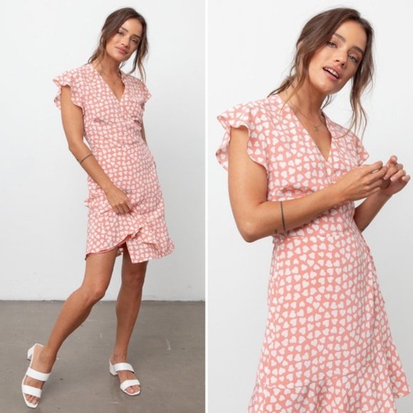 Rails Dresses & Skirts - Rails Leanne Silk Heart Print Wrap Dress NEW L